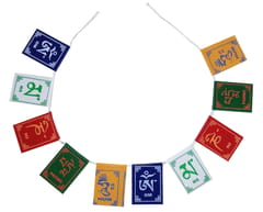 Cloth Tibetan Flag for Car or Wall: Om Mani Padme Hum Mantra Chant String, Big (12301A)