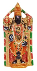 Metal Wall Hanging Idol Tirpuathi Balaji: Meenakari Painting Collectibel Statue For Home Temple (12360)