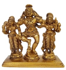 Brass Statue Krishna In Raas Leela:  Divine Dance Of Love with Companion Gopi (12410)