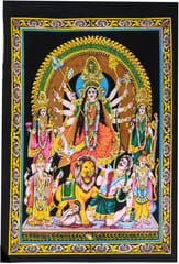 Cotton Wall Poster Durga Ma: Spiritual Hanging Unframed Sheet, Multicolor (20092)