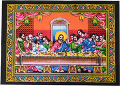Cotton Wall Poster Jesus Christ Last Supper: Spiritual Hanging Unframed Sheet, Multicolor (20094)
