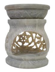 Stone T-Light Diya Holder: Lattice Design Aroma Oil Diffuser (10595A)