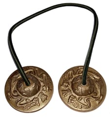 Brass Tingsha Bell Holy Dragon: Buddhist Tibetan Handheld Cymbals Chimes Manjeere Musical Instrument For Prayer Meditation, 2.5 Inches (10679A)