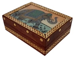 Wooden Gemstone Painting Box "Elephant": Collectible Souvenir Gift, 4*3 Inch (12522A)