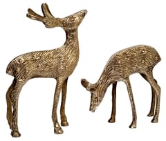 Brass Figurine Deer Bucks Pair: Symbol Of Elegance & Abundance In Feng Shui (12568)