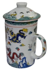 Porcelain Oriental Green Tea Mug, Infuser & Lid 'Spring Blossom' (11723C)