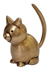 Brass Statue Cat: Collectible Mini Statue, Clean Solid Cut Adorable Showpiece (12504)
