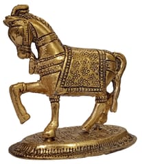 Metal Statue Royal Horse: Gold Finish Decorative Showpiece (12607)