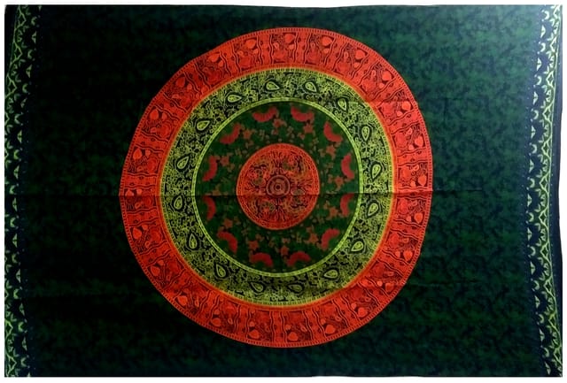Cotton Mix Body Wrap 'Cosmic Mandala': Bohemian Tapestry Bed Cover Beach Throw (20051)