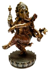 Resin Idol Dancing Ganesha (Nritya Ganapathi): Home Temple Decor Gift (11651)