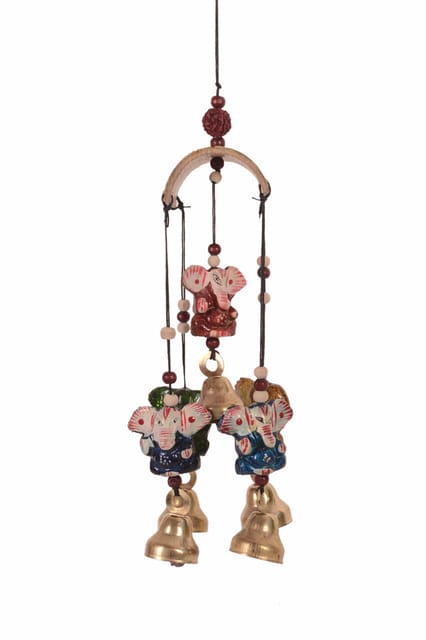 Wind Chime With Ganesha Statues & Bells: Soothing Sounds For Good Luck & Positive Energy (11084)