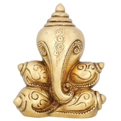 Brass Four Conch Shell Lord Ganesha Idol & Ganesha Wall hanging (10018)