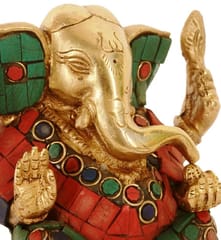 Unique Brass Appu Ganesha with stonework (10228)