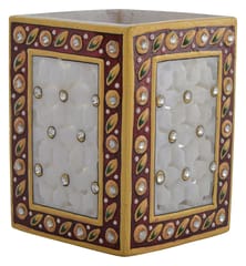 Marble Pen Holder/ Stationery holder with intricate cutwork design (10578)