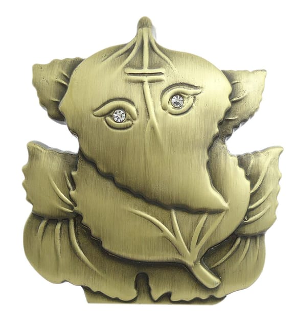 Ganesha Statue On Leaf For Car Dashboard (10676)