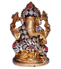Hindu Religious God Vinayak/Ganesha/Ganpati Statue: Sculpted In Pure Solid Brass (10664)
