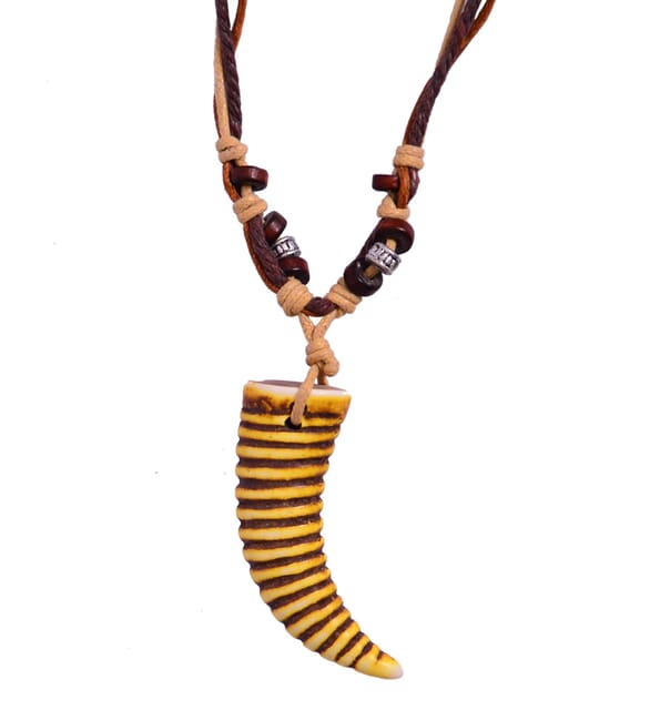 Necklace Chain "Tiger Tooth": Unique Pendant With Adjustable Cotton Cord (30054)