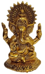 White Metal Statue: Lord Ganesha (Ganpathi, Vinayaka) With Chakra; Beautiful Roop/ Avatar/ Mudra Idol (10928)