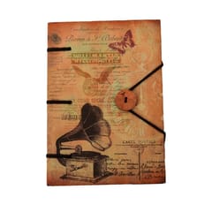 Vintage Journal (Diary Notebook) 'Sound Of Music': Naturally Treated Paper In Digital Print Hard Cover With Button & String Closure For Personal Memoir Or unique Gift (11106)