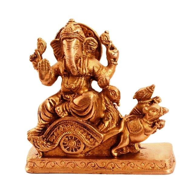 Rare Collection Brass Statue Ganapathi Ganesha On Chariot Drawn By Mouse (11088)