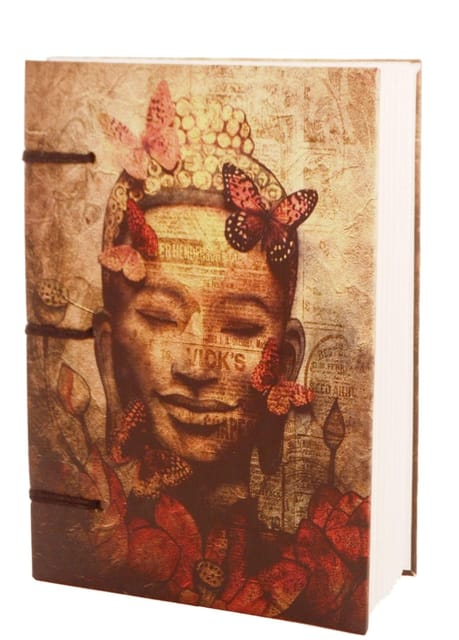 Vintage Journal (Diary Notebook) 'Buddha Is Nature': Handmade Paper Encased In Digital Print Hard Cover; Perfect Gift (11306)