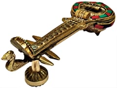 Brass Sitar with Gemstones: Decorative Collectible for Music Afficianados (11560)