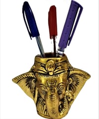 Metal Pen Stand with Ganesha: Invoke God for Success in Work or Academics (11549)