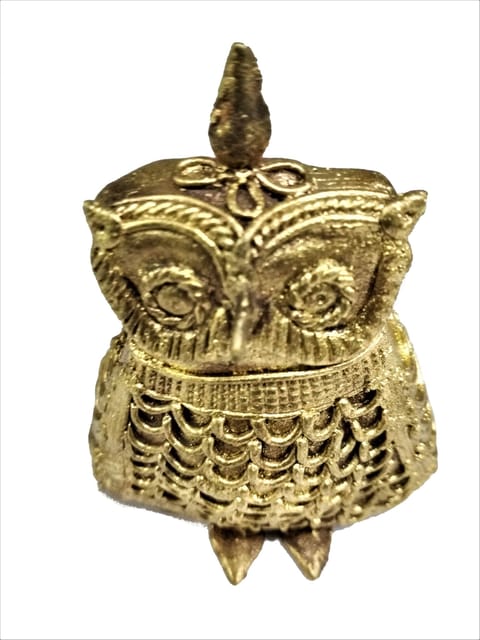 Brass Dhokra Art Owl Vintage Statue; FengShui Vastu Significance Gift Showpiece (11538)