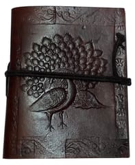 Leather Diary 'Proud Peacock': Handmade Paper Travel Journal Pocket Notebook (11707)