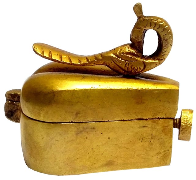 Brass Sindoor Box: Peacock Design Temple Kumkum Holder (11814)