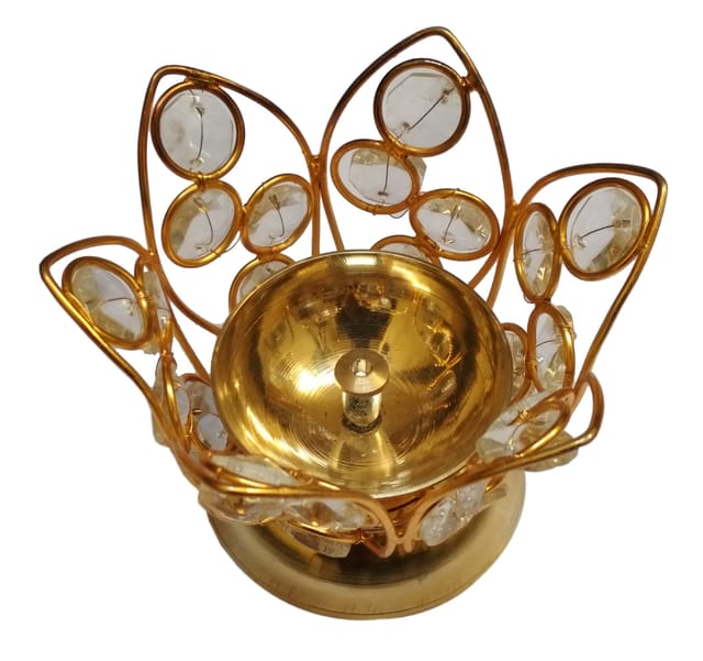 Brass Diya Deepak 'Malati': Festival Oil Lamp Deepam Decor Gift (12125)