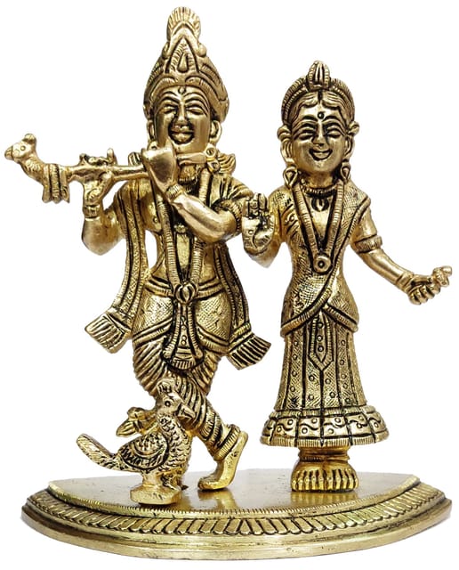 Brass Statue Radha Krishna In Raas Leela, Pure Divine Dance Of Love (12100)