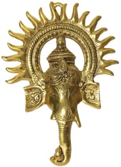 Metal Wall Hanging Surya Ganesha: Ganapathi or Vinayaka Plaque (12190)