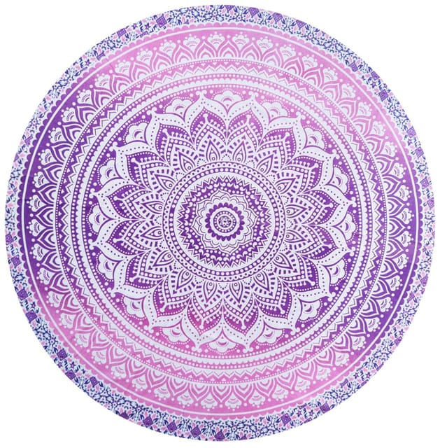 Cotton Wall Poster Beach Throw 'Earth Flower': Bohemian Wall Hanging Round Tapestry (20064B)
