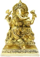 Brass Idol Siddhi Vinayak Ganesha: Rare Collectible Sculpture with Intricate Carving (12214)