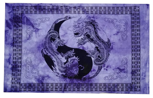 Cotton Wall Poster Dragons Yin Yang: Bohemian Hanging Sheet (20076)
