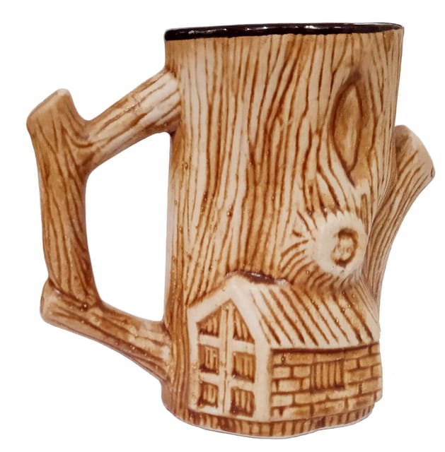 Ceramic Mug: Antique Tree Design Tall Cup For Beer, Tea Or Coffee (10055B)