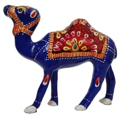 Enamelled Metal Statue Camel: Colorful Meenakari Art Collectible Gift (15723)