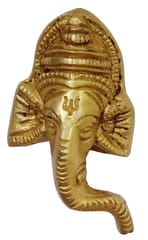 Brass Idol Ganesha Ganapathi: Wall Hanging Small Plaque (12433)