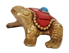 Brass Statuette Frog: Collectible Art Showpiece With Gemstone Overlay (1242r)