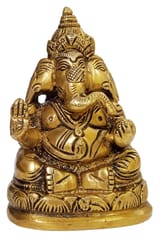 Brass Idol Trimukhi Ganapati: Collectible Statue Three Headed Ganesha (12417)