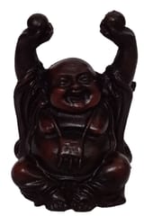 Resin Idol Laughing Buddha: Black Granite Finish Statue (12489B)