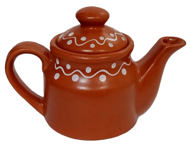 Ceramic Kettle In Rustic Studio Pottery: Artisan Handmade Glazed Tea Coffee Pot, Brown, 300 ml (12542)