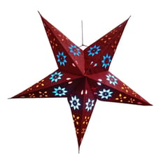 Red Paper Star: Hanging Lantern With Cutwork Design For Christmas New Year Celebration Party Decoration (chst14)