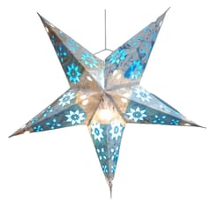 Firozi Turquoise Blue Paper Star: Hanging Lantern With Cutwork Design For Christmas New Year Celebration Party Decoration (chst13)