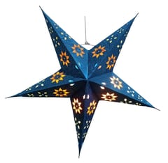 Blue Paper Star: Hanging Lantern With Cutwork Design For Christmas New Year Celebration Party Decoration (chst12)