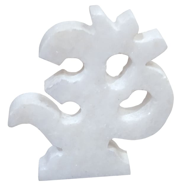 Marble Idol Om: Small Statue For Home Temple, 3 Inch (12591A)