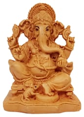 Resin Idol Ganesha Siddhi Vinayak: Wood Finish Statue For Home Decoration Gift (12659)