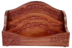 Wooden Desk Organizer: Carved Stand For Magazines Books Or Paper Documents (12655)
