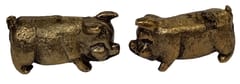Metal Miniature Statue Pig Hog Pair: Collectible Set Of 2 Figurines (11235D)
